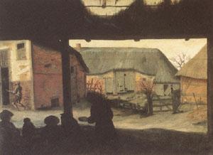 Cornelis van Dalem Farmyard with a Beggar (mk05) oil painting image